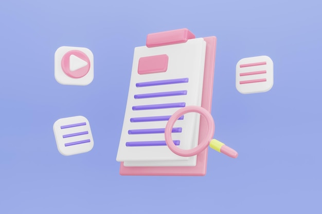 research document concept searching image and video files in database document management soft document flow app compound docs concept electronic database of files 3d rendering