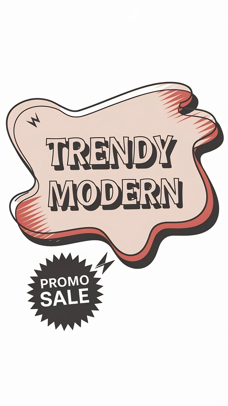 Fotoğraf retro bubble shape trendy modern banner with tittle clean promo sale sticker vector element