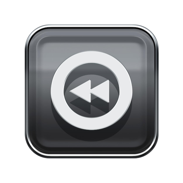 Rewind icon glossy grey