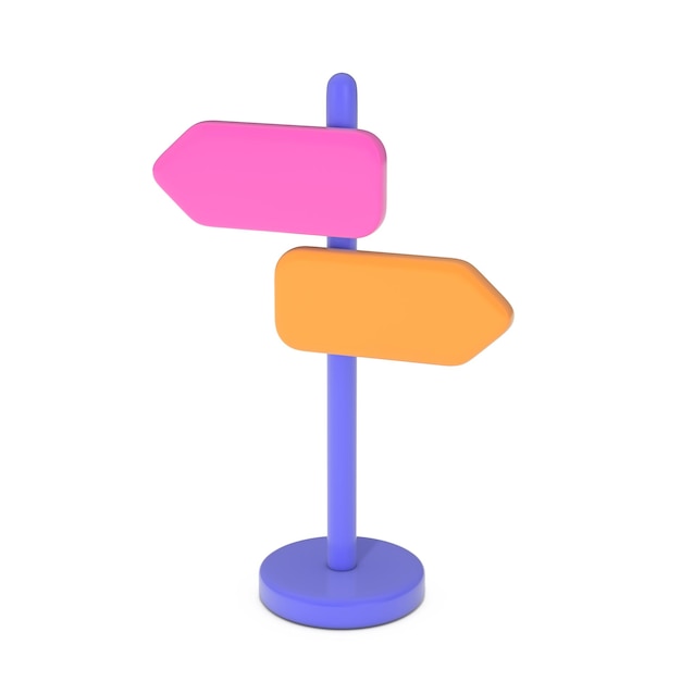 Road Sign Post Web Icon Sign with Different Directions 3d Rendering