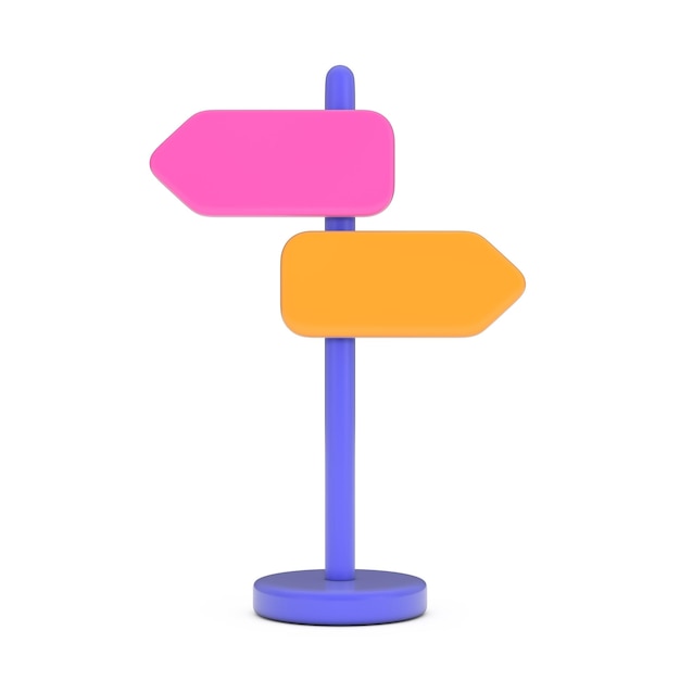 Road Sign Post Web Icon Sign with Different Directions 3d Rendering