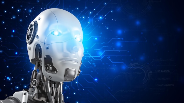 Robot are assistant for provide access to data growth of business in online network Robot application and global connection AI Artificial intelligence