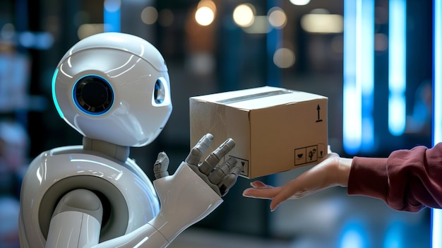 Robot Delivering Package to Human Indoors