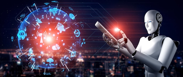 robot humanoid using tablet computer for global network connection