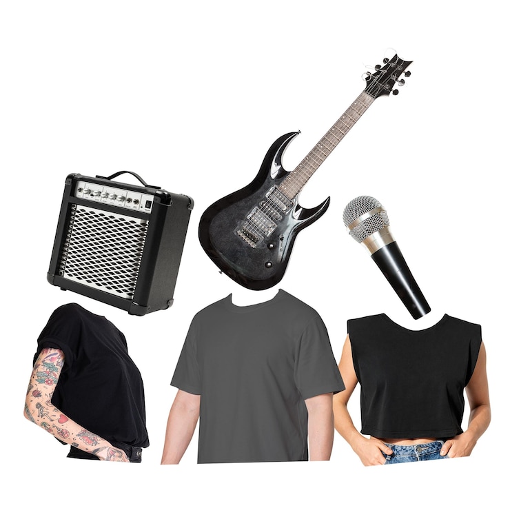 Fotoğraf rock band png sticker music heads surreal remixed media transparent background