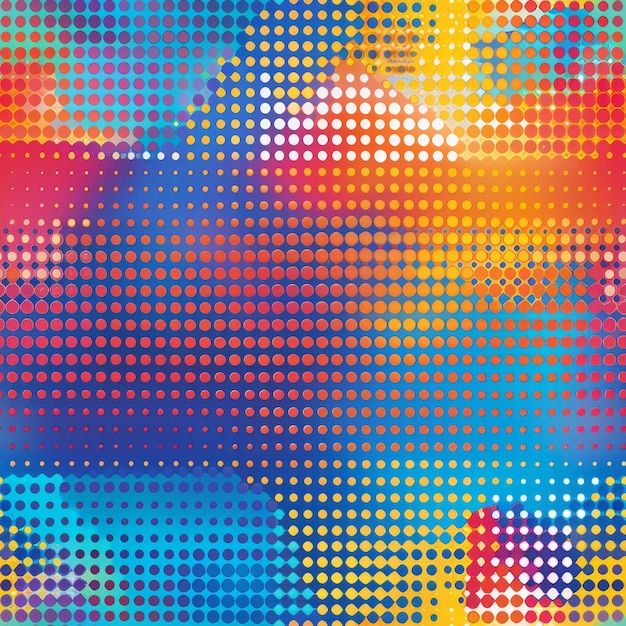 seamless vibrant halftone abstract pattern from gradient blue to orange