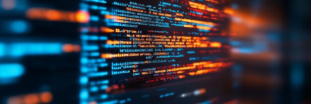 secure software development code on computer screen in vibrant color palette with blurred background