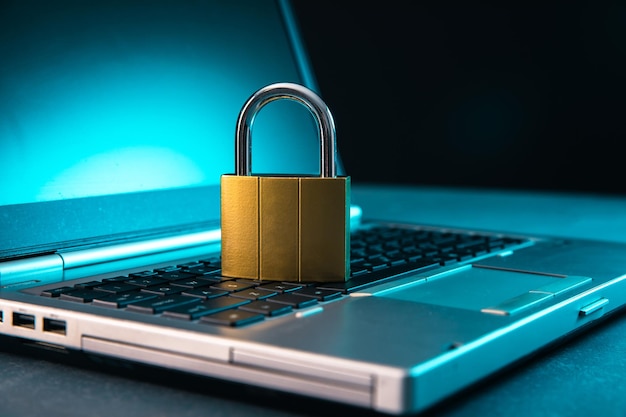 Security concept lock on the computerxA