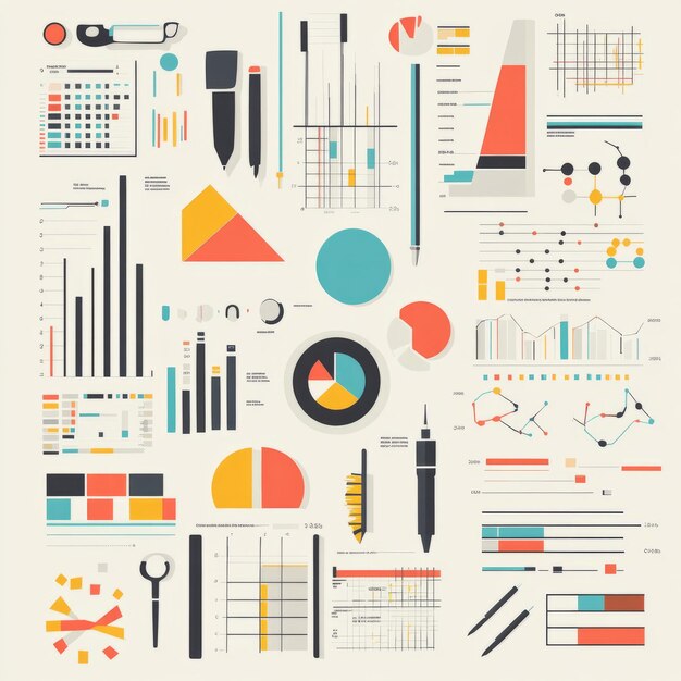 Set of colorful infographic elements for data visualization and presentation