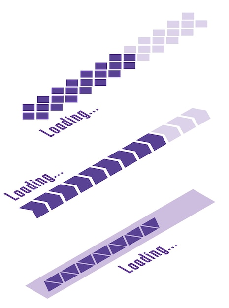 set of loading and progress indicators digital elements in futuristic style for websites interfaces