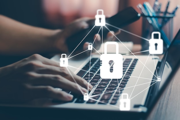 Siber güvenlik internet ve ağ kavramı bilgi güvenliği ve şifreleme, kullanıcıların kişisel bilgilerine güvenli erişim, güvenli İnternet erişimi, siber güvenlik