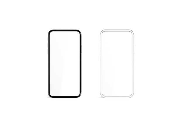 Siyah ve gümüş telefon çerçevesinde boş beyaz ekran