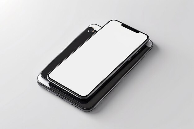 Smartphone on gray background with white display 3d rendering