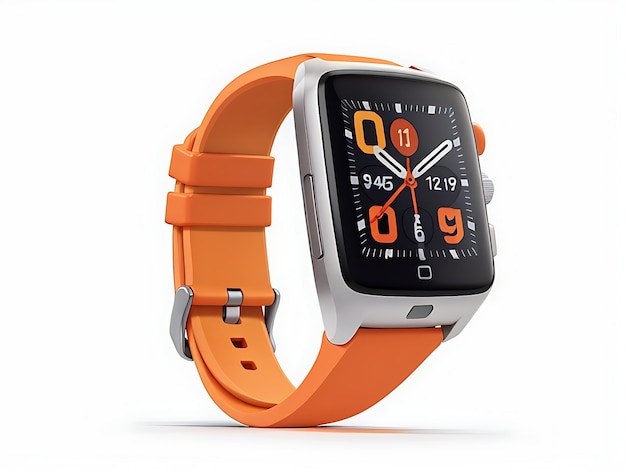 smartwatch 3d rendering hyperrealistic front view white background