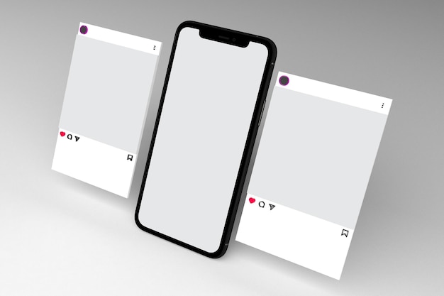social media and phone perspective side isolated in white background