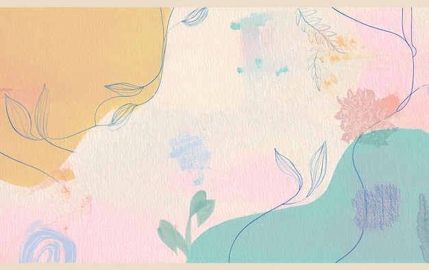 Soft Pastel Brush Strokes and Leaf Background