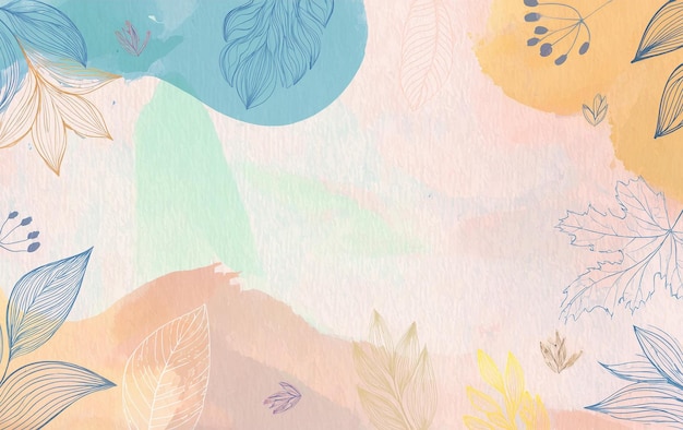 Soft Pastel Brush Strokes and Leaf Background