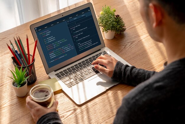 software development programming on computer screen for modish application and program coding