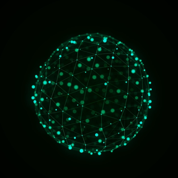 Sphere made up of points and lines Network connection structure Big data visualization 3D rendering