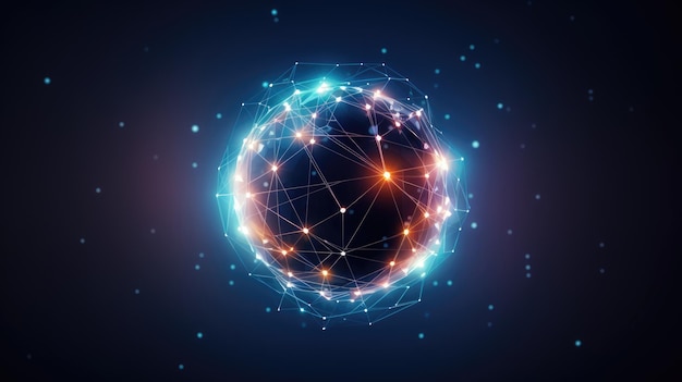 Sphere with connected lines Global technology background Created with Generative AI technology