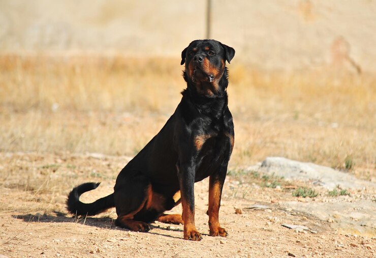 Fotoğraf strong rottweiler dog in the grass