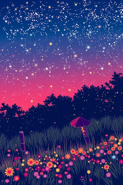Summer night with twinkling designs