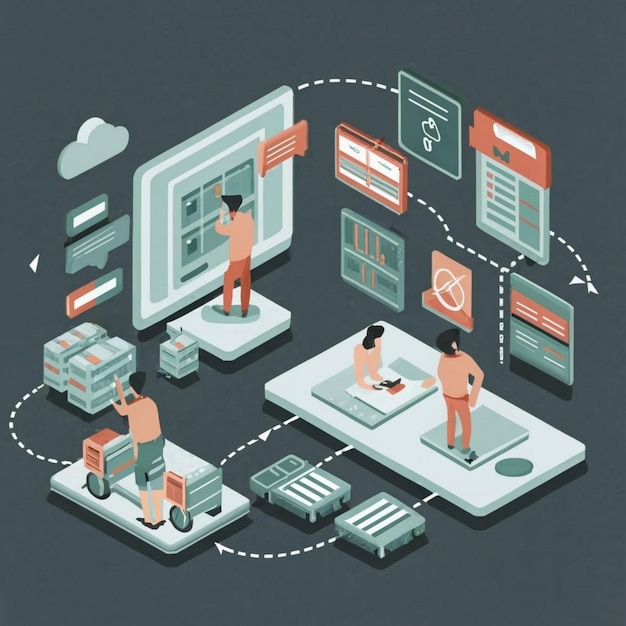 Supply chain simulation concept icon Logistics network abstract idea thin line illustration
