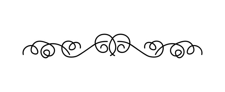 Fotoğraf swirly divider of black line set simplicity shines of swirly divider against a white background