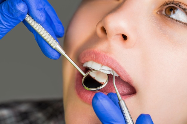 Taking care of teeth Woman at the dentist Dental care taking care of teeth Girl