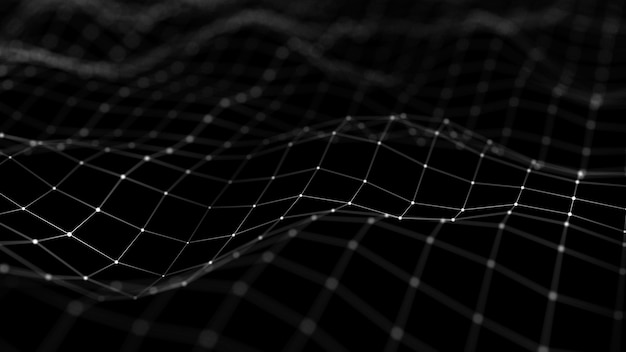 Technology abstract background Big data visualization Futuristic dynamic wave on blue background 3D rendering