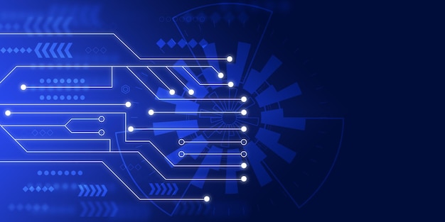 technology modern future background illustration geometric shape and board circuit dark blue bg