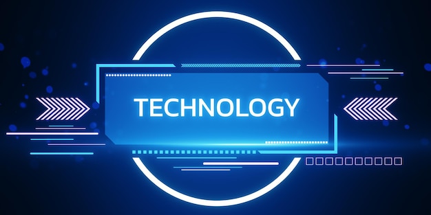 Technologythemed 3D illustration with glowing elements on dark background 3D Rendering