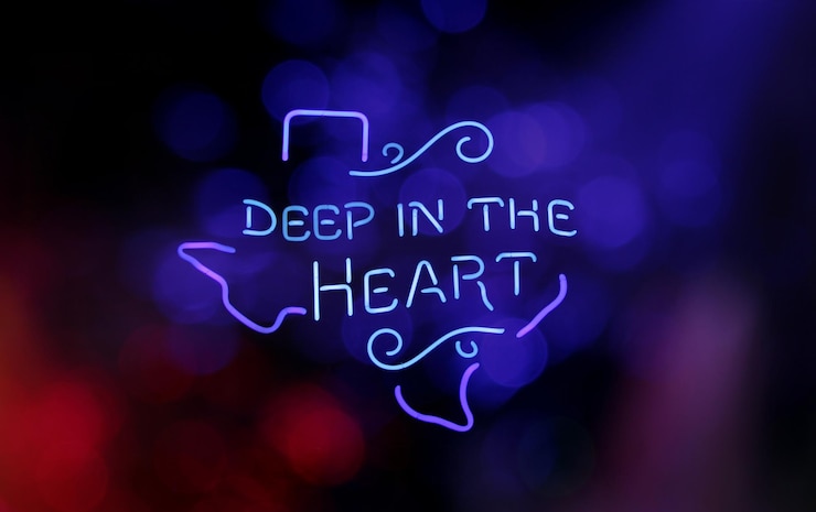 Fotoğraf texas vintage neon sign deep in the heart of texas photo composite