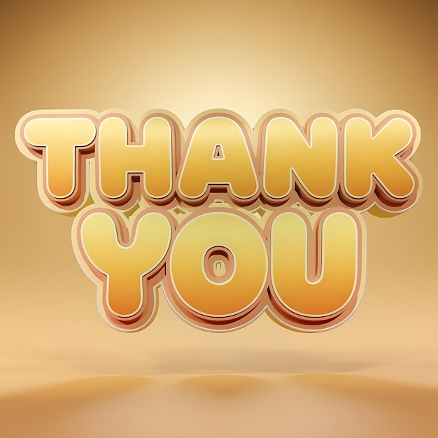 thank you text with metallic 3d effect