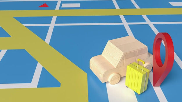 The Car and check point for travel or applications concept 3d rendering