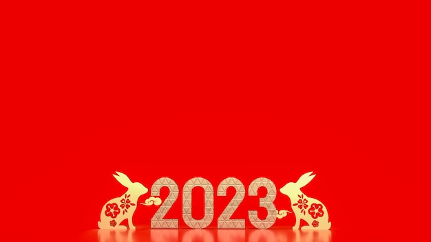 The Chinese New Year 2023 year of the rabbit 3d rendering