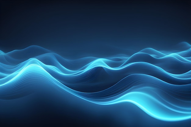 The image is a blue wave with a dark background