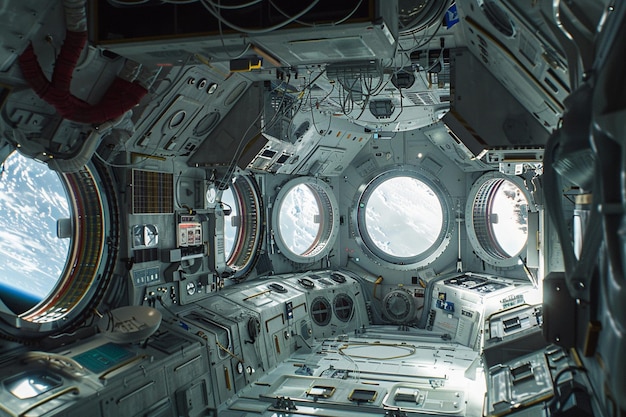 the inside of a space ship with the letters d and d on it