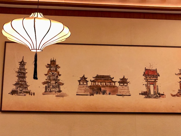 The interior design of the lights on the restaurant ceiling looks simple and luxurious