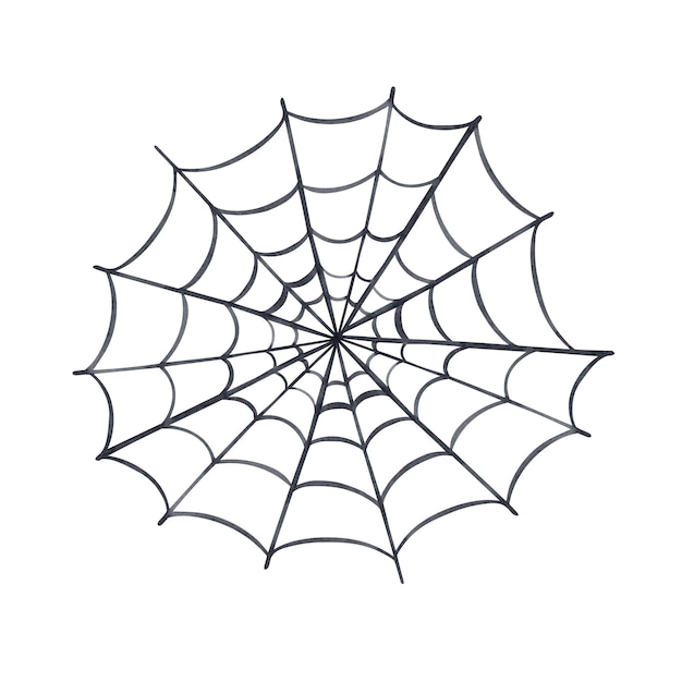 The web is black round for Halloween of the Day of the Dead Dia de los muertos Handdrawn watercolor illustration on a white background A template for the design of postcards