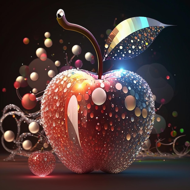 there is a very large apple with many bubbles on it generative ai
