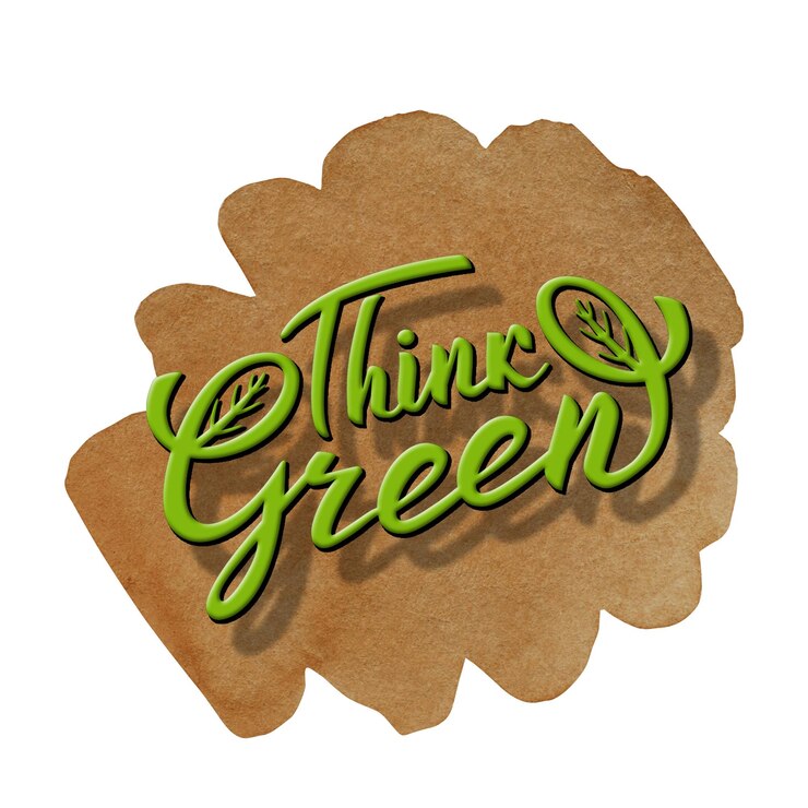 Fotoğraf think green lettering icon watercolor background ecological design recycled eco zero waste lifestyle
