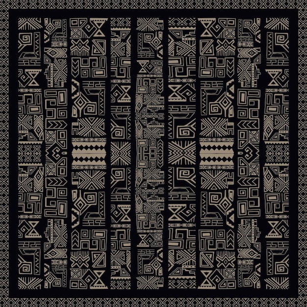 This ethnic pattern inspired by ancient Egyptian ethnic art features rich brown tones that evoke