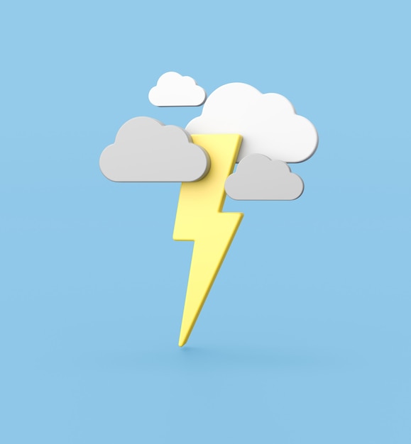 Thunderstorm 3D Illustration on Blue wall