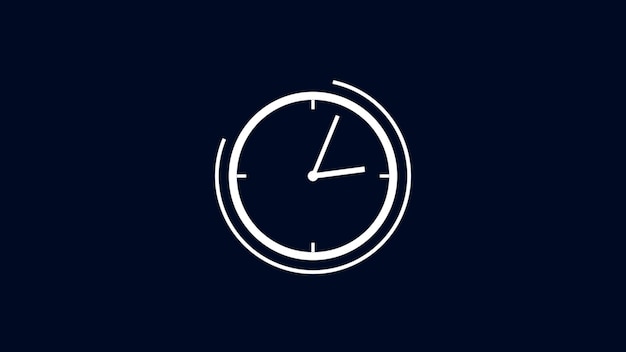 Time clock isolated icon for watch design Clock icon in flat style timer on black background