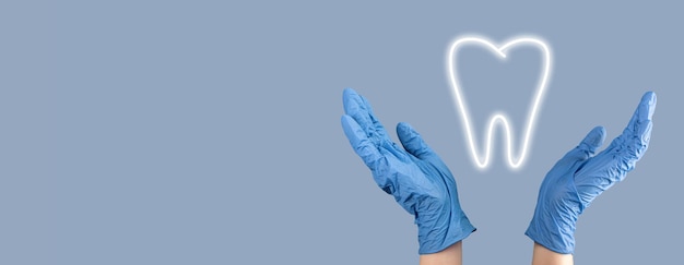 Tooth health care concept Medical banner with copy space