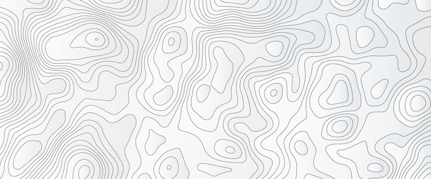 Topografik çizgi kontur haritası arka planı coğrafi grid haritası Soyut beyaz topografya