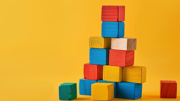 Tower of Blocks Isolated on Flat Surface Portrait