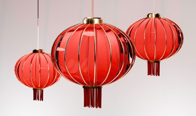 Traditional Chinese Red Lanterns for Lunar New Year Celebration