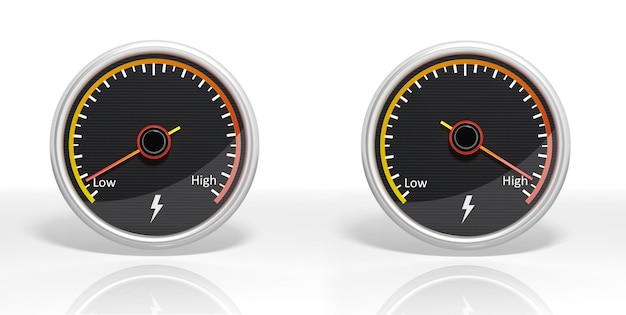 Two dial meters with Low and High indicators isolated